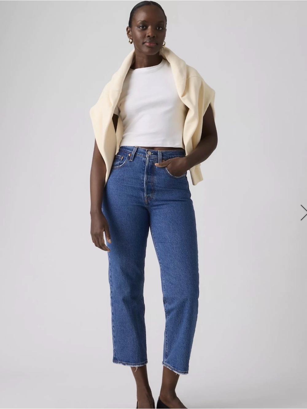 Levi Strauss Ribcage Straight Ankle Jeans in Deep Blue
